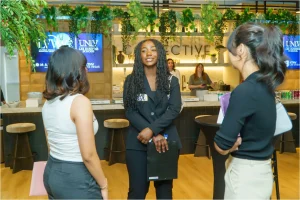 Students network with employers and other students at the LVWMC X UNLV Talent Exchange